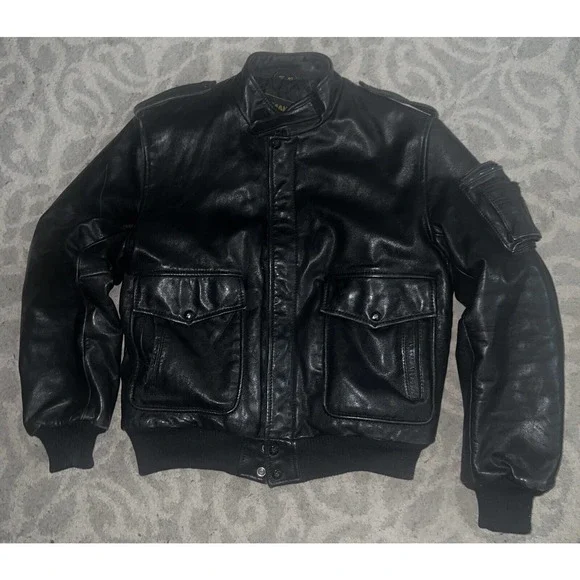 Vtg Yamaha Leather Jacket 42 Men Black Moto Bomber Distressed